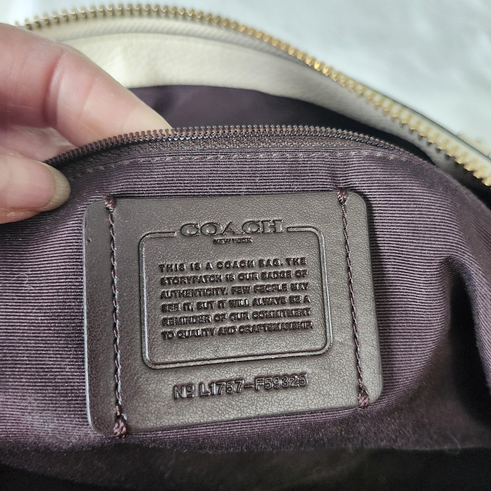 Coach Ivory Leather Tote with Gold Accents - Picture 13 of 15